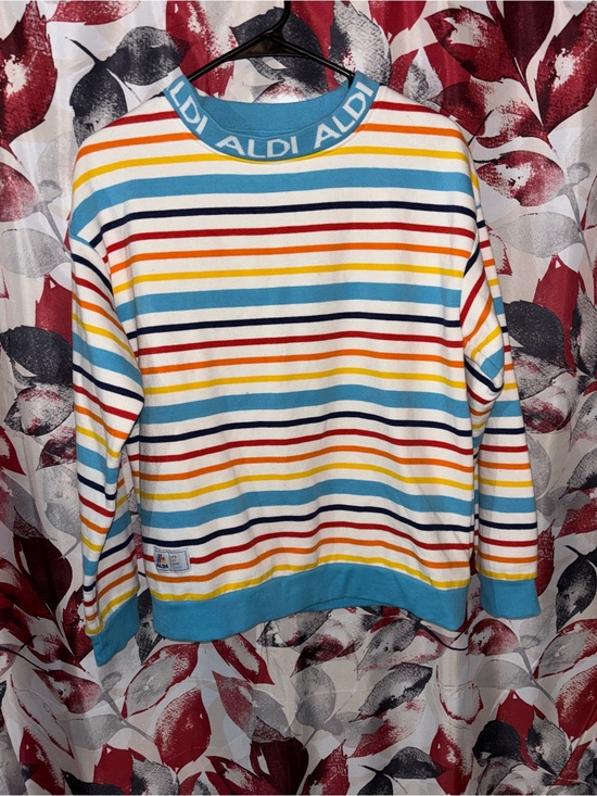 Aldi Sweaters - ALDI Multicolor Striped Crewneck Sweater